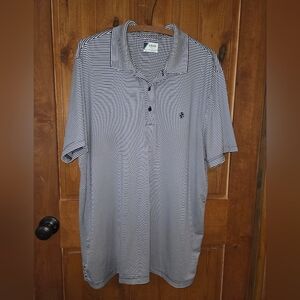 IZOD Men's Blue and White Striped Golf Shirt